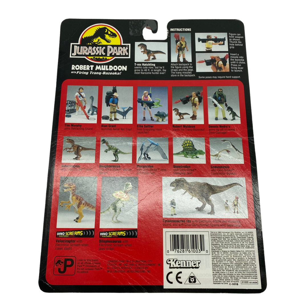 Jurassic park Robert Muldoon figure cardback, card Kenner