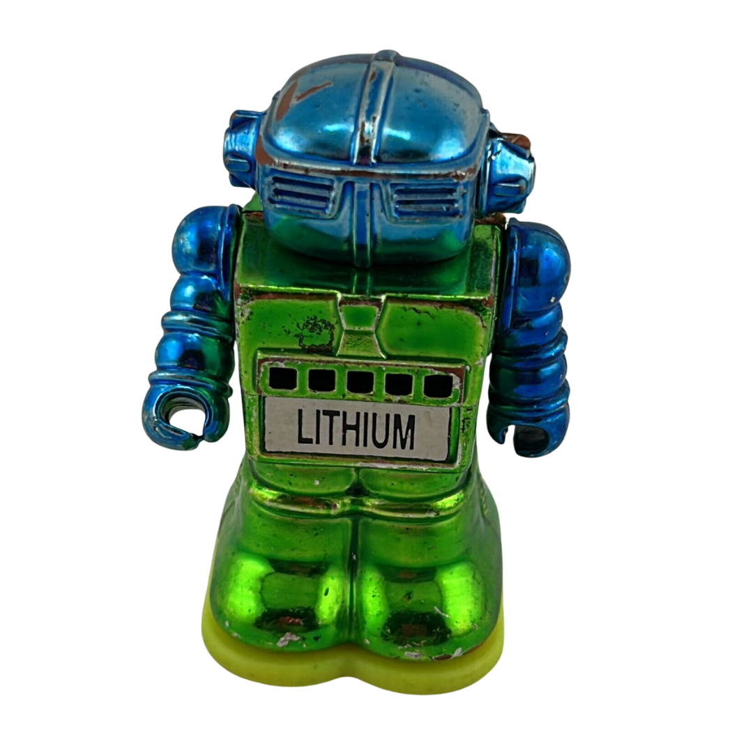 Vintage toy Japanese style robot with Lithium on front 132