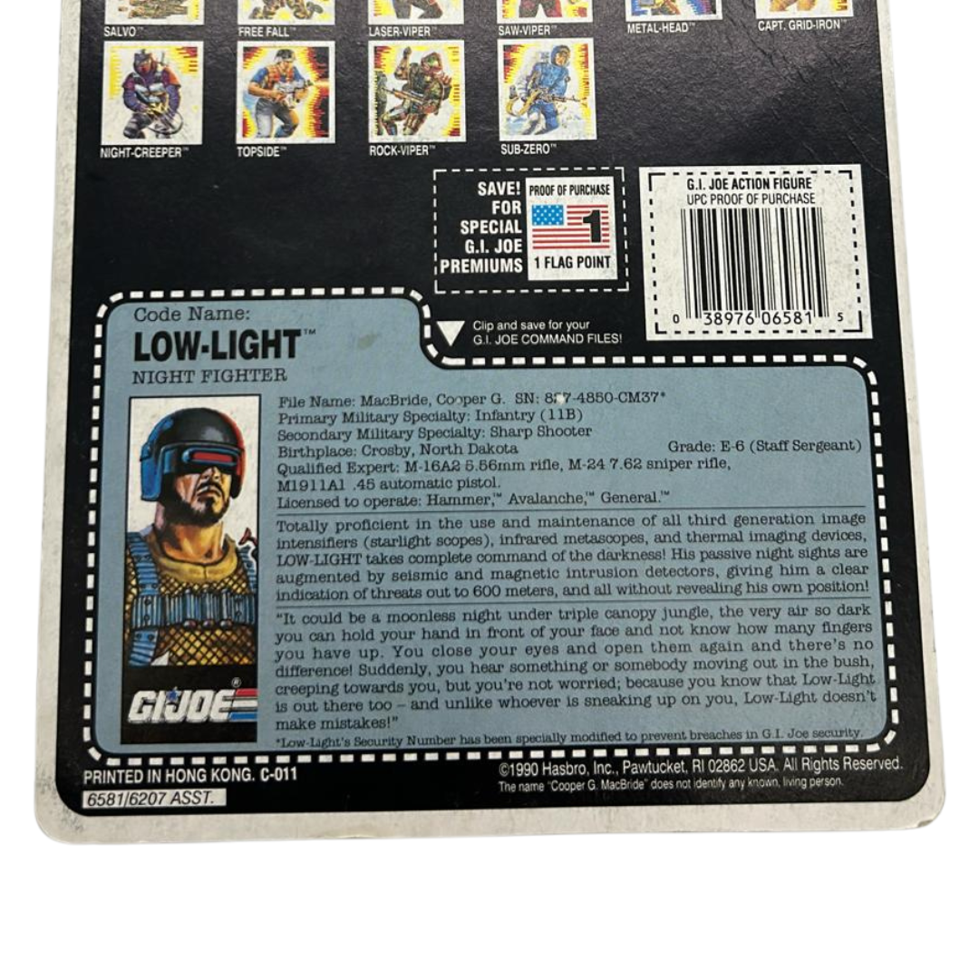 GI Joe Action Force Low Light V3 Night Fighter backing card cardback