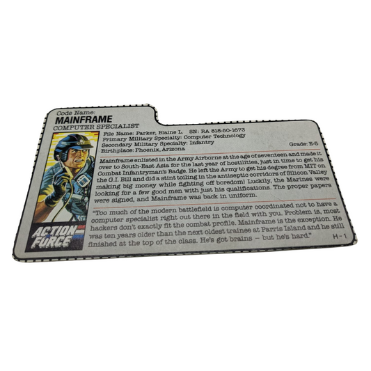 GI Joe, Action Force Mainframe filecard, file original vintage