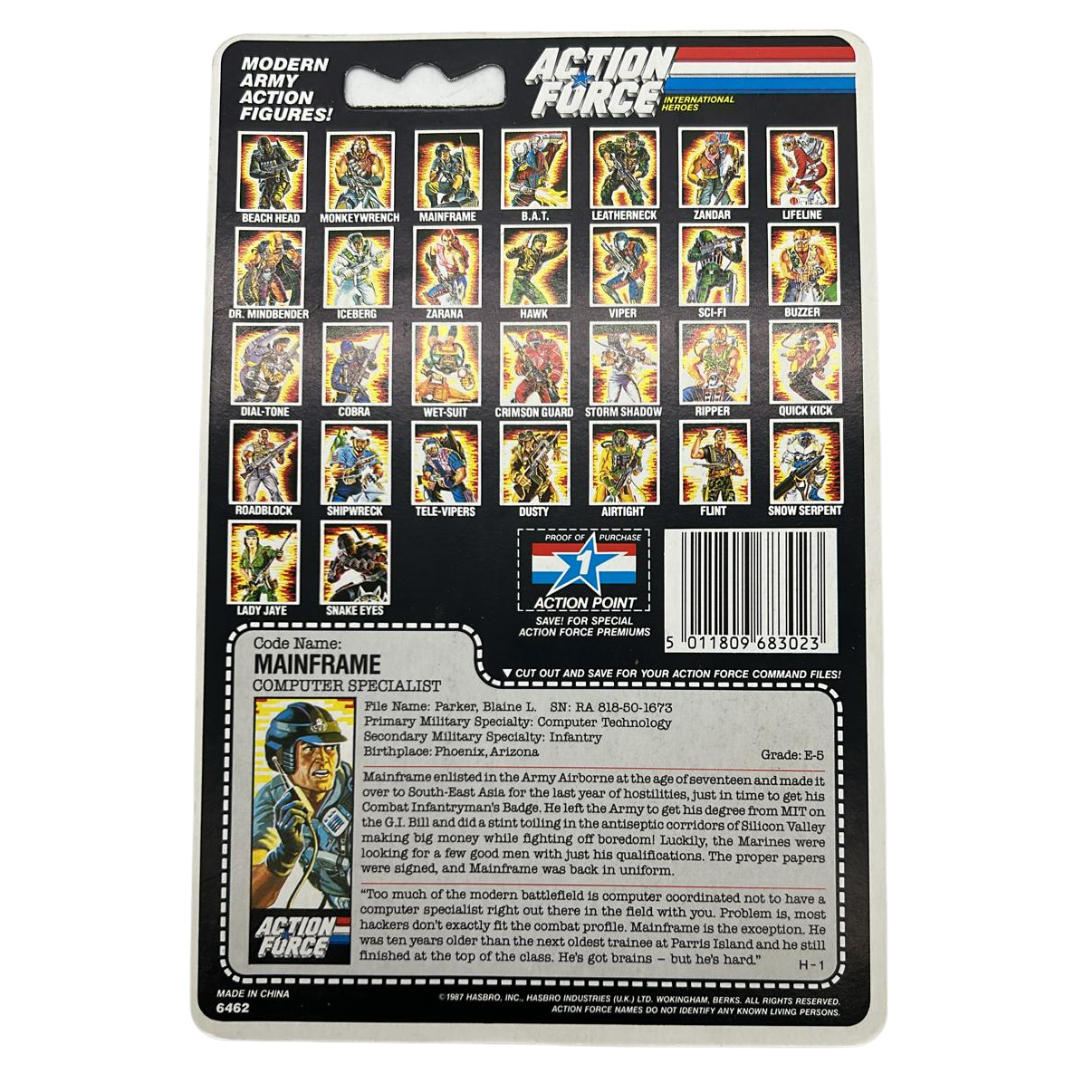 Action Force, GI Joe Mainframe figure cardback filecard