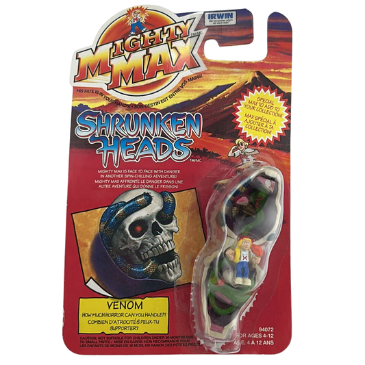 Mighty Max Venom Shrunken Heads MOC on Canadian card Irwin toys 142