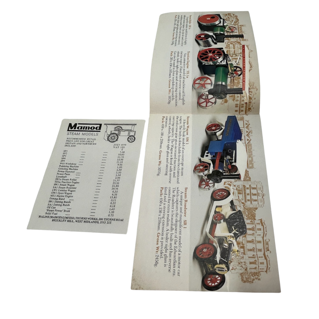 Mamod toys  Steam Models toy advert leaflet with retail 1979 price list 226