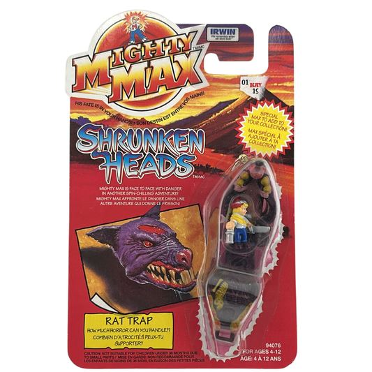 Mighty Max Rat Trap Shrunken Heads MOC on Canadian card Irwin toys