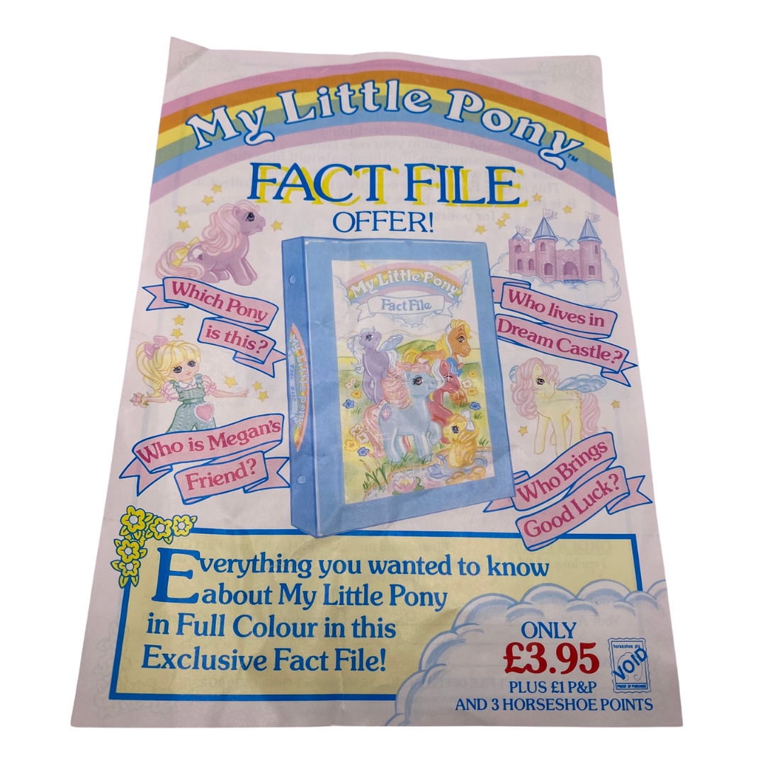 G1 My Little Pony Fact File offer original leaflet 1988 United Kingdom 332