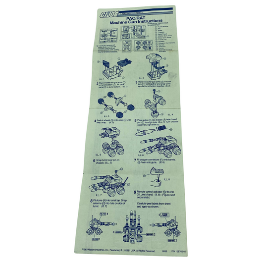 GI Joe PACRAT Machine Gun 1983 blueprints instructions 321