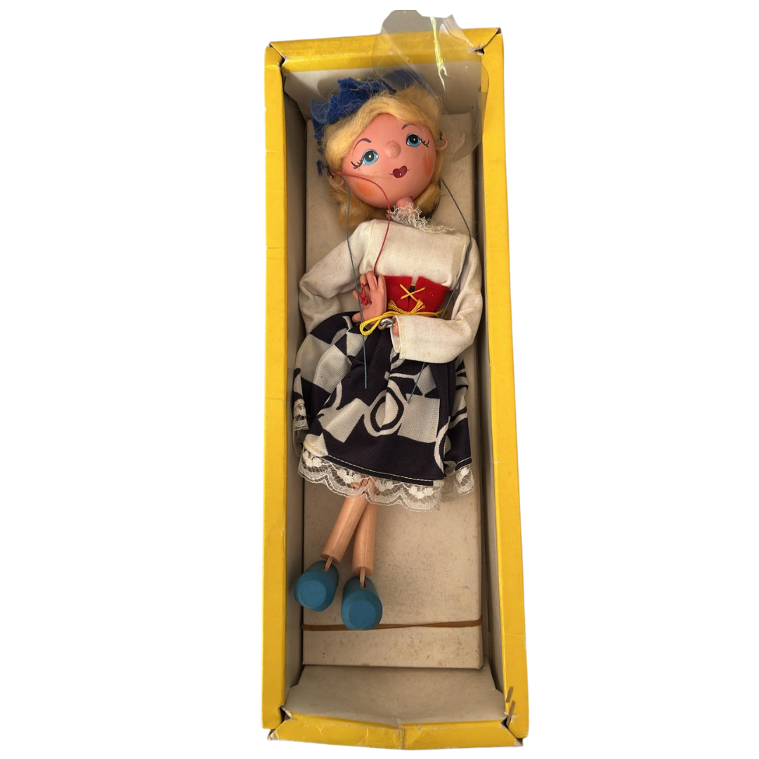Pelham Puppets Mitzi marionette in box blue hat