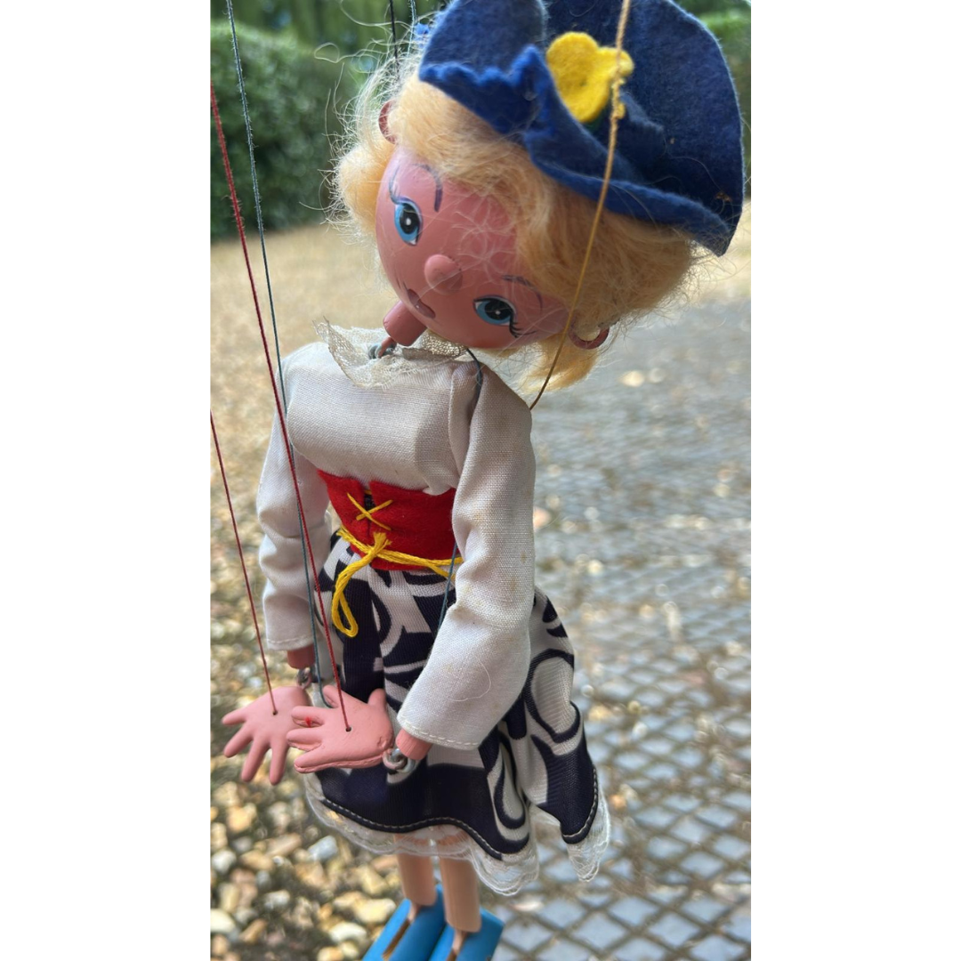 Pelham Puppets Mitzi marionette in box blue hat