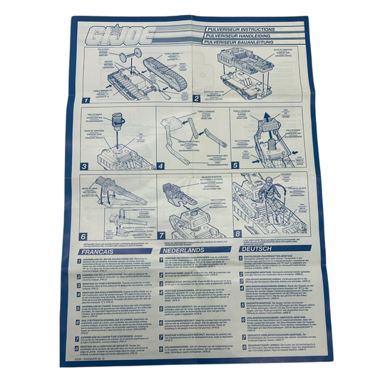 GI Joe,  Action Force Pulversiser Instructions French, Dutch, German 204A