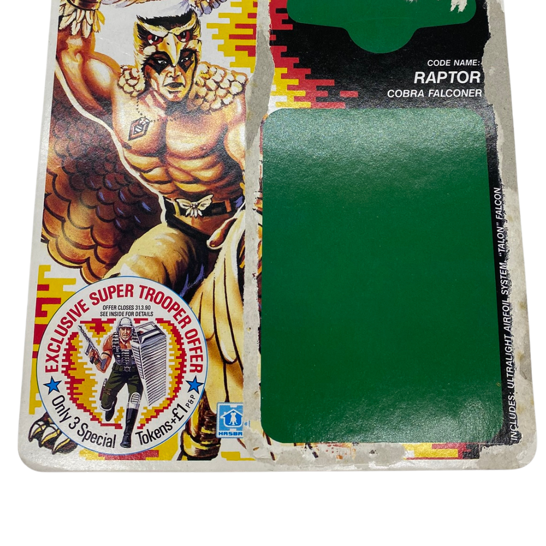 GI Joe, Action Force Raptor cardback filecard, file card original 891