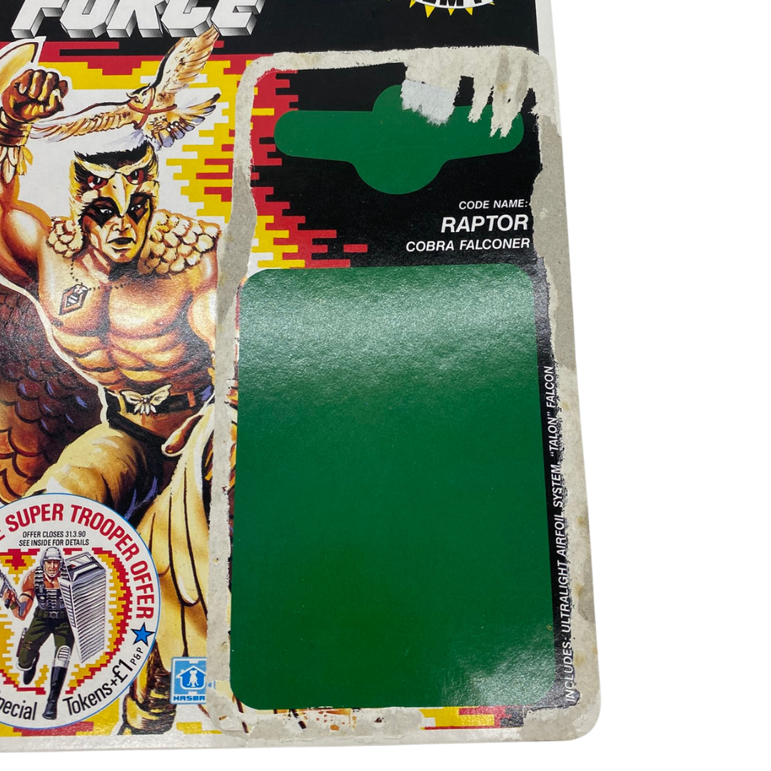 GI Joe, Action Force Raptor cardback filecard, file card original 891
