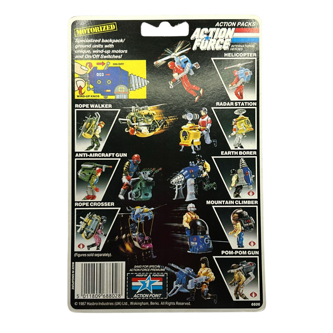 GI Joe, Action Force Rope Walker original cardback filecard backing card