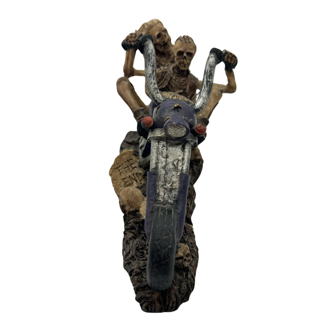 Skeleton Motorcycle Biker Sculpture on Harley Davidson style bike