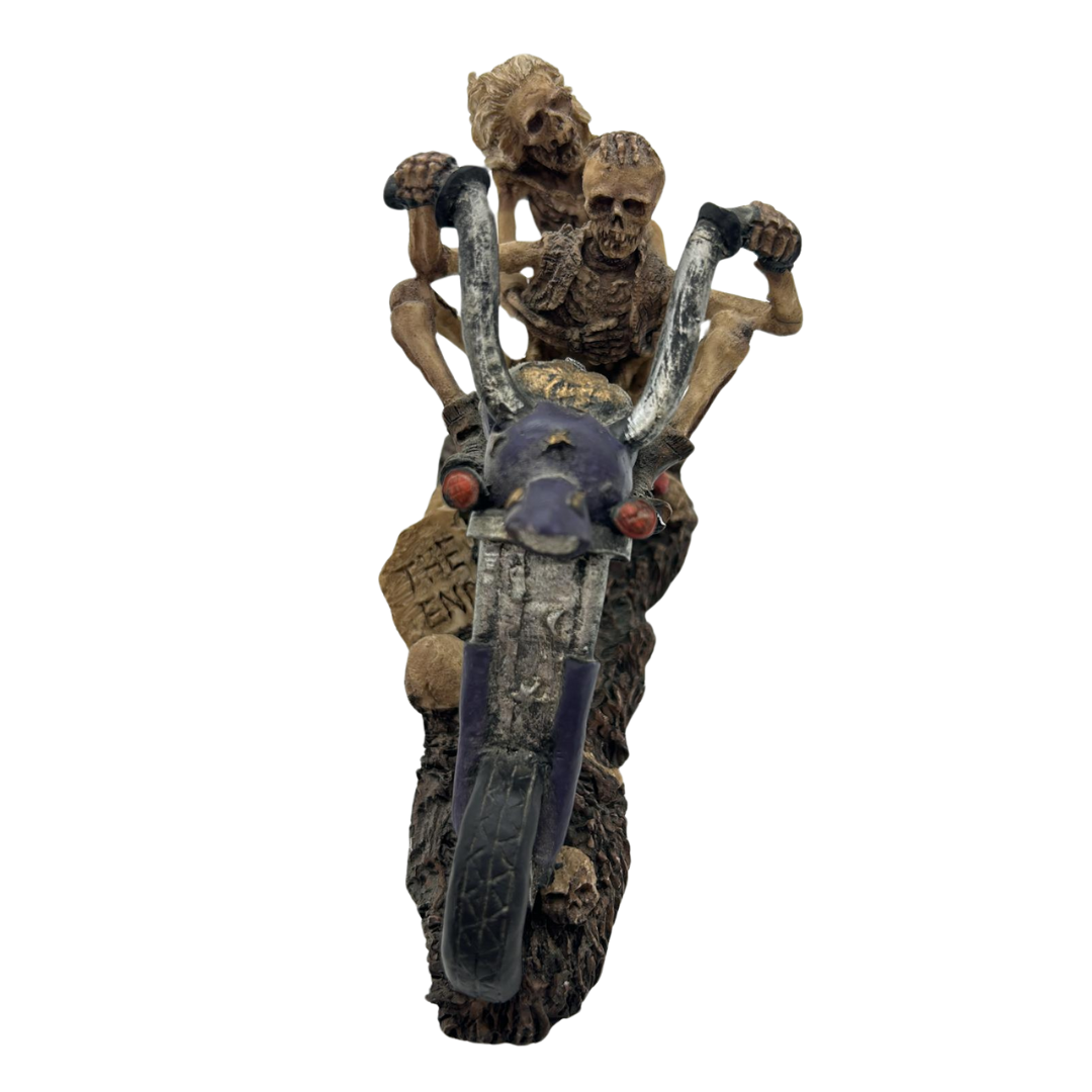 Skeleton Motorcycle Biker Sculpture on Harley Davidson style bike