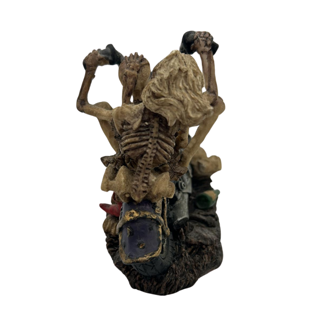 Skeleton Motorcycle Biker Sculpture on Harley Davidson style bike