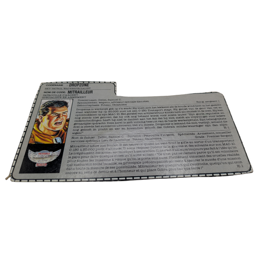 G.I. Joe, Action Force Dropzone Mitrailleur filecard