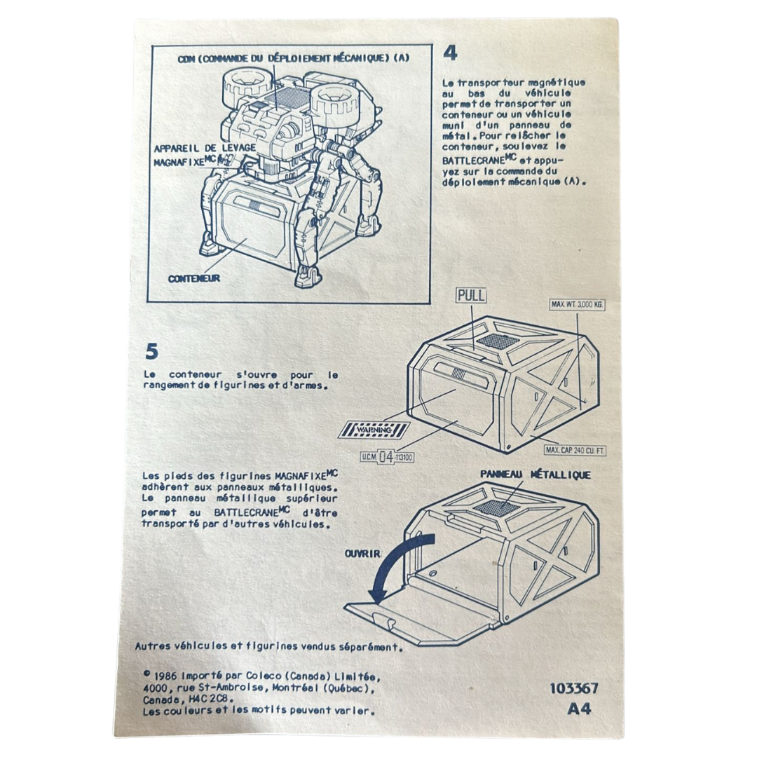 Starcom Battlecrane Instructions French, Battle Crane vehicle