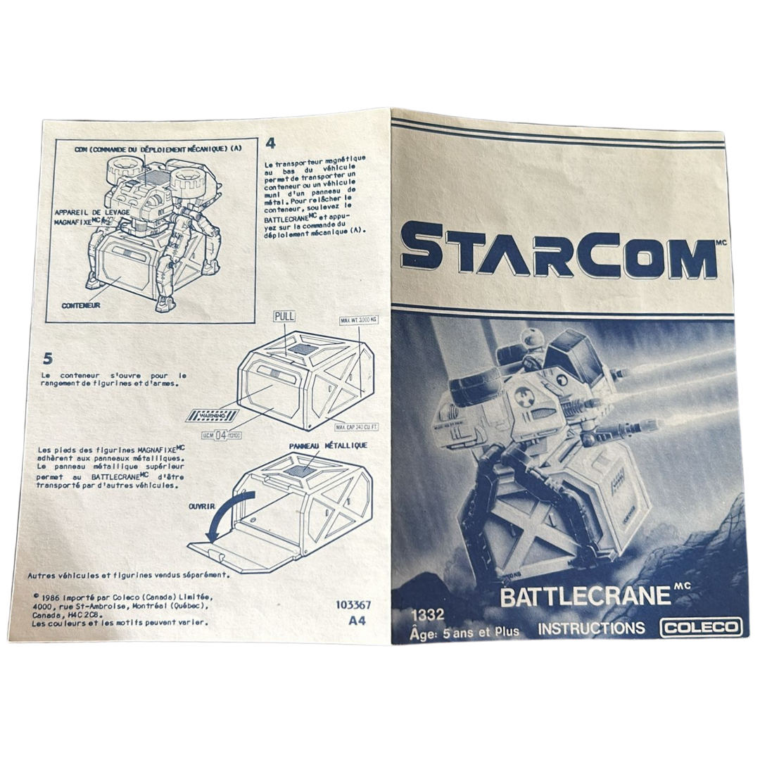 Starcom Battlecrane Instructions French, Battle Crane vehicle