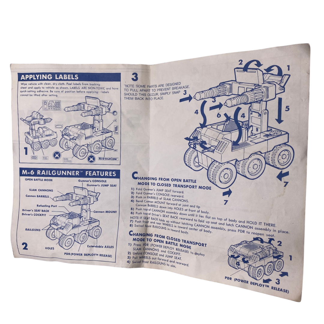Starcom M-6 Railgunner instructions Vintage Coleco M6 Rail Gunner 266