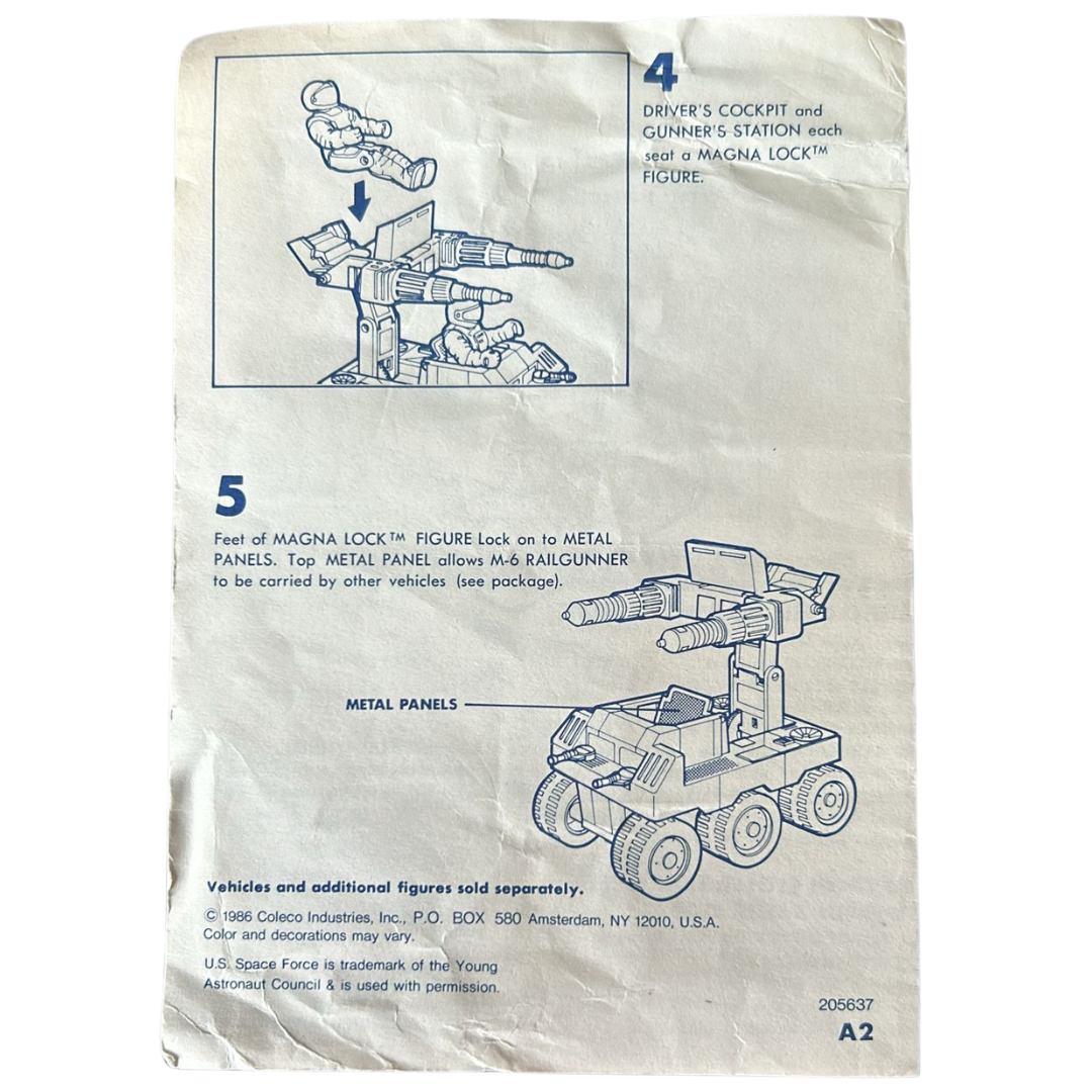 Starcom M-6 Railgunner instructions Vintage Coleco M6 Rail Gunner