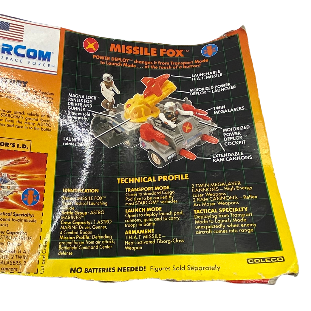 Starcom Missile Fox technical profile from back of original box 889