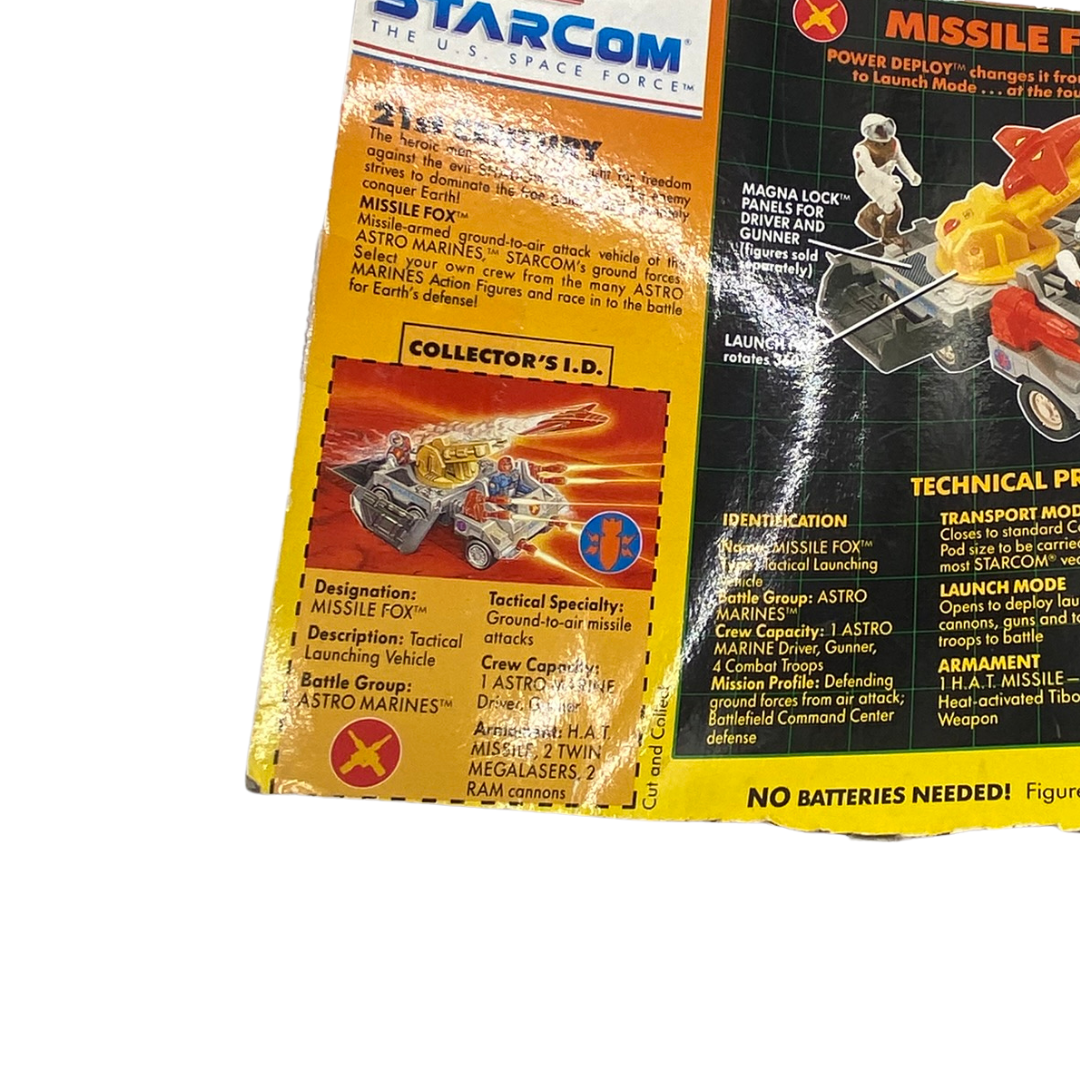 Starcom Missile Fox technical profile from back of original box 889