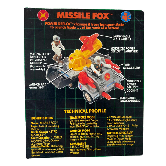 Starcom Missile Fox technical profile from original box