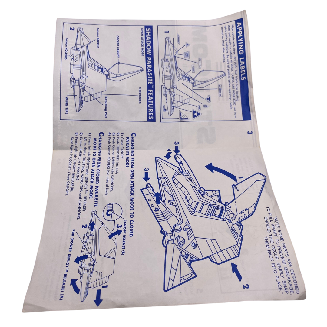 Starcom Shadow Parasite instructions Coleco 807