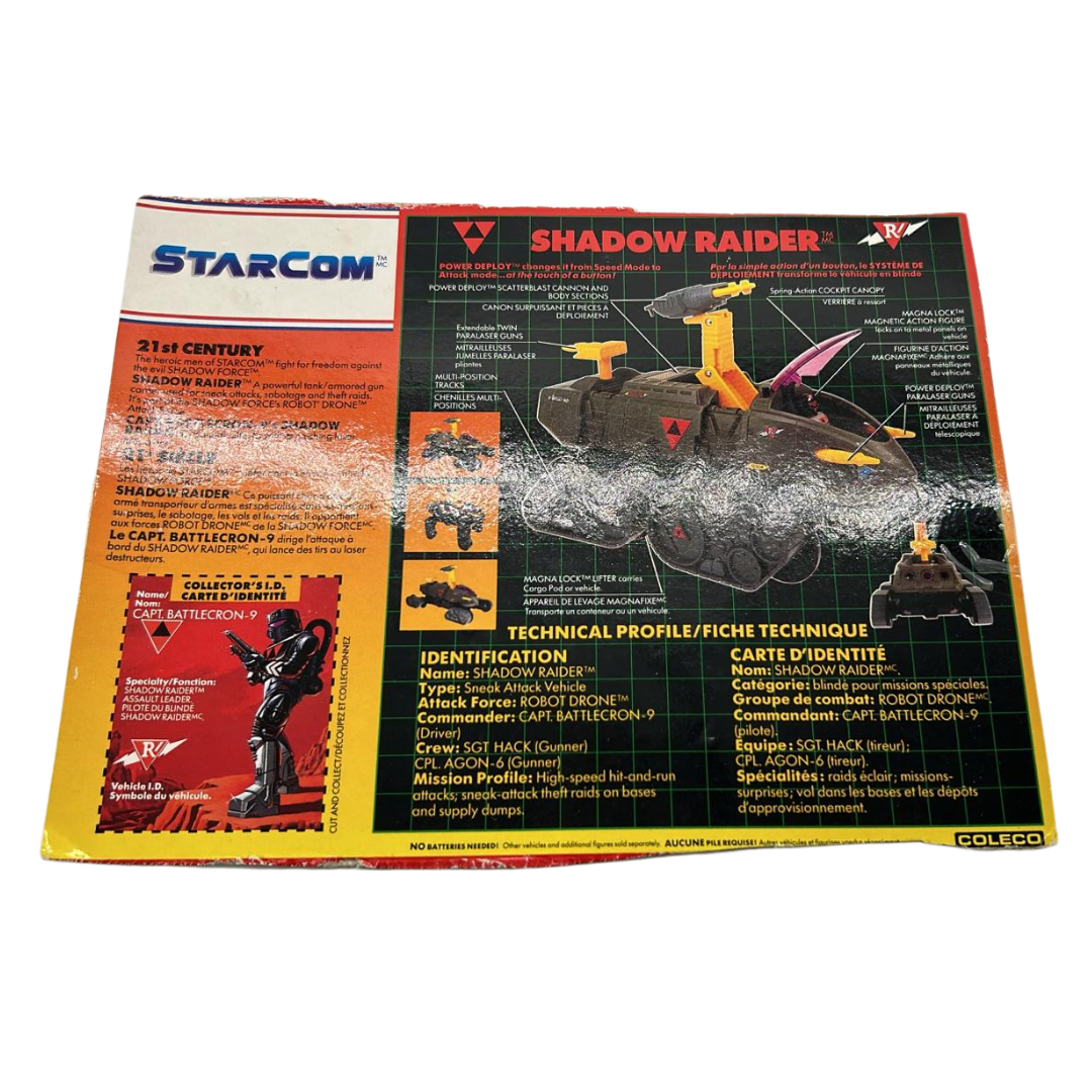 Starcom Shadow Raider Technical profile from orginal box & Battlecron 9 card