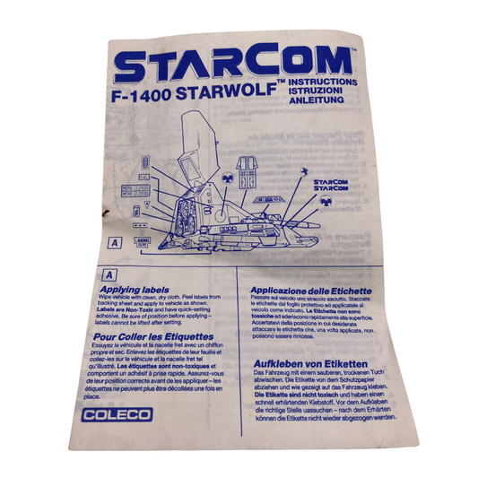 Starcom F-1400 Starwolf instructions by Coleco Star Wolf 269