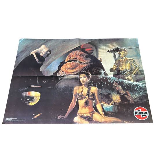 Vintage Star Wars 1983 Airfix  2-Sided Poster Leia gold bikini & Han Solo