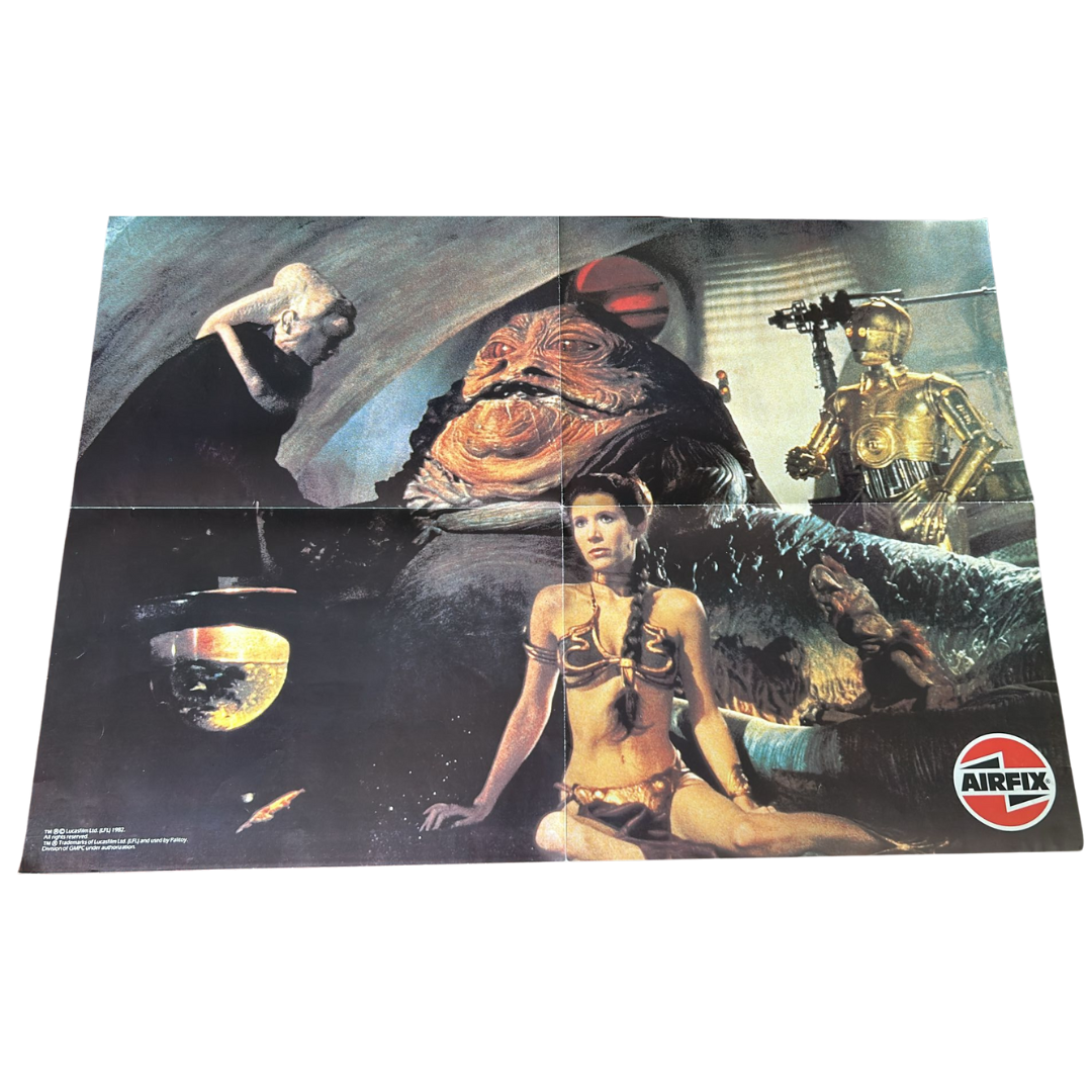 Vintage Star Wars 1983 Airfix  2-Sided Poster Leia gold bikini & Han Solo