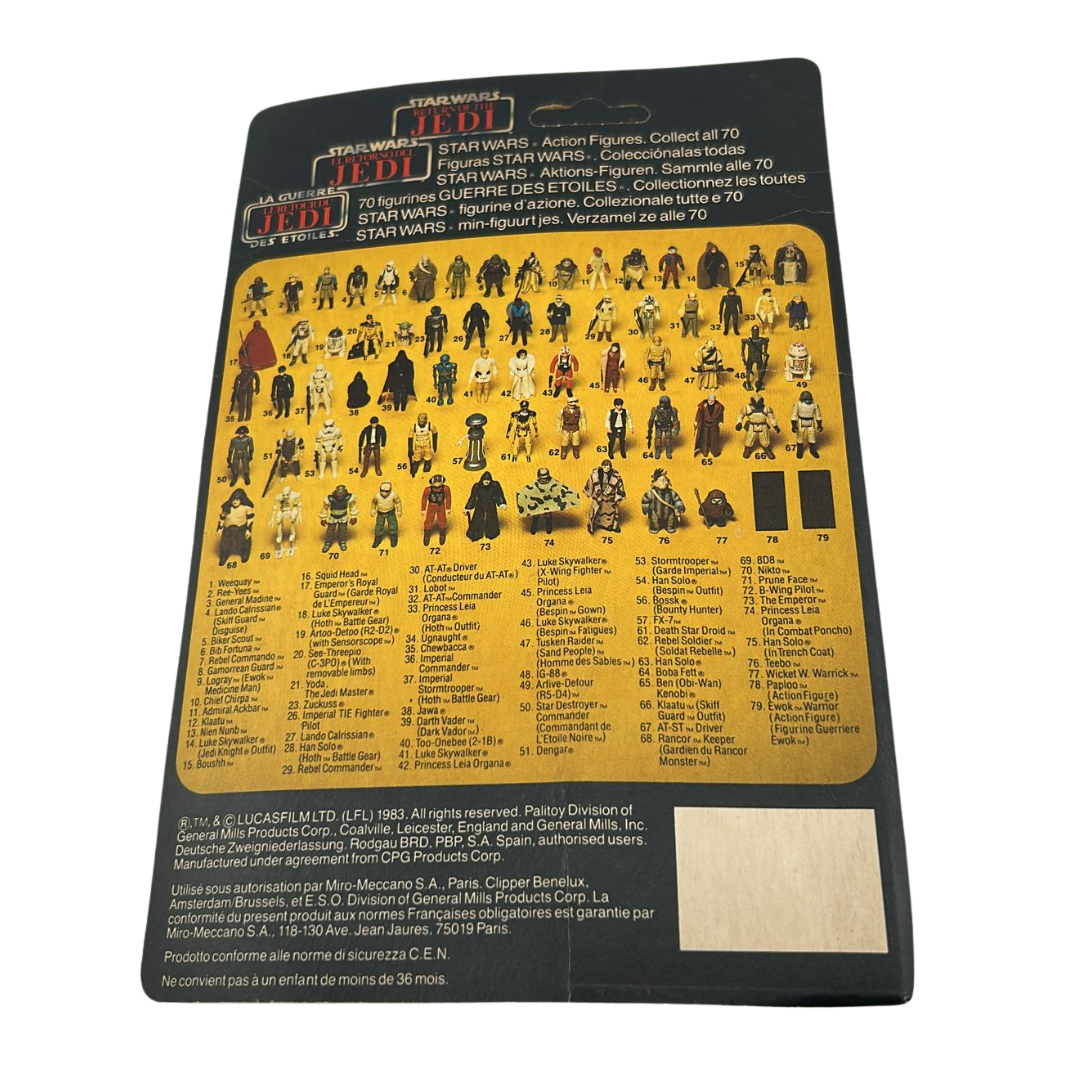Vintage Star Wars Anakin Skywalker with opened tri-logo cardback with bubble