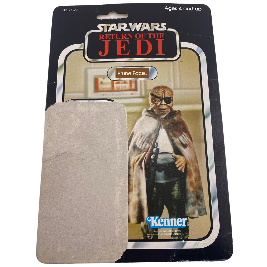 Vintage Star Wars Prune Face ROTJ cardback 79 Back Hong Kong Kenner