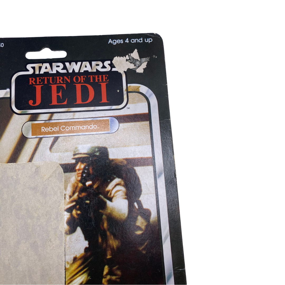 Vintage Star Wars Rebel Commando 65 Card Back  ROTJ 1983. Circular hole as shown.