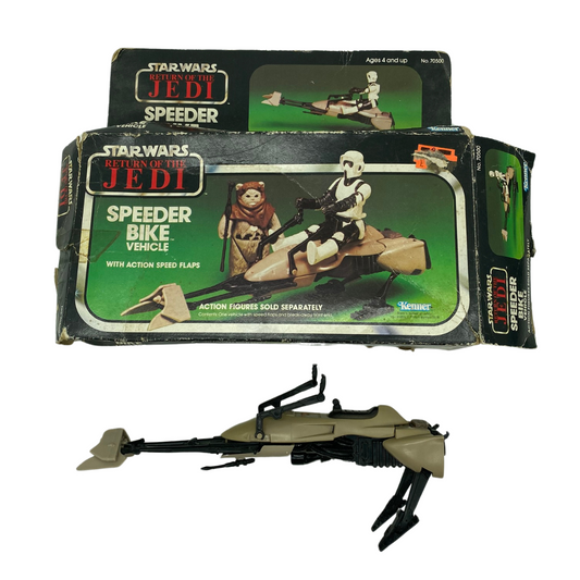 Vintage Star Wars Speeder Bike with box bike missing flaps box damaged 495