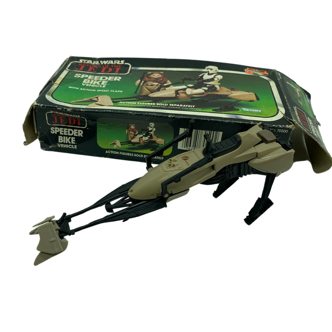 Vintage Star Wars Speeder Bike with box bike missing flaps box damaged 495