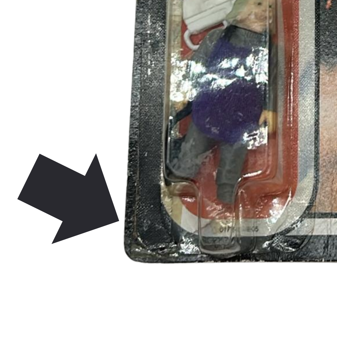 Vintage Star Wars Ugnaught figure on opened card ROTJ cardback & clear bubble