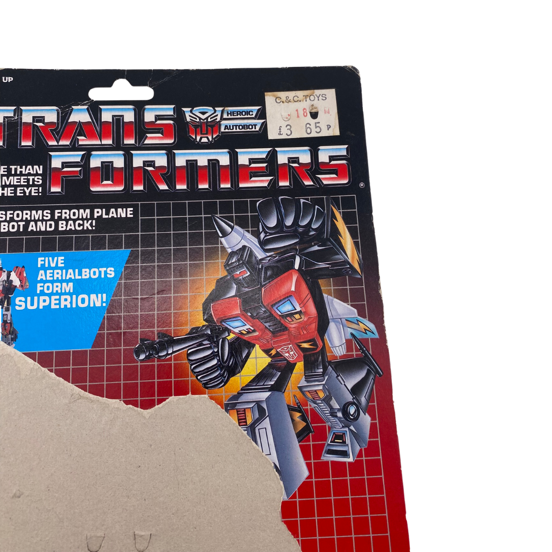 Transformers G1 Skydive Aerialbot original cardback with tech spec  Superion