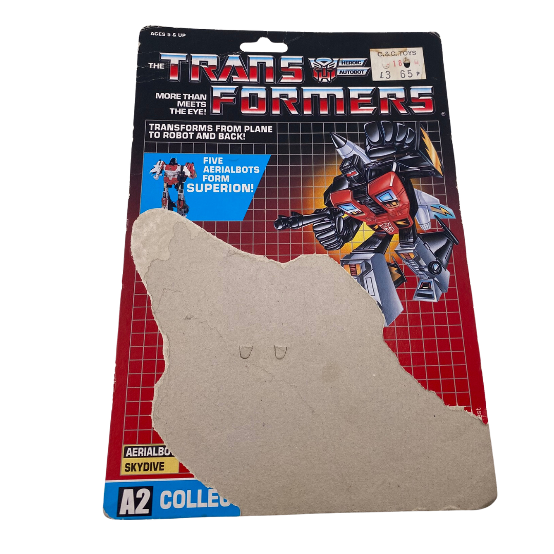 Transformers G1 Skydive Aerialbot original cardback with tech spec  Superion