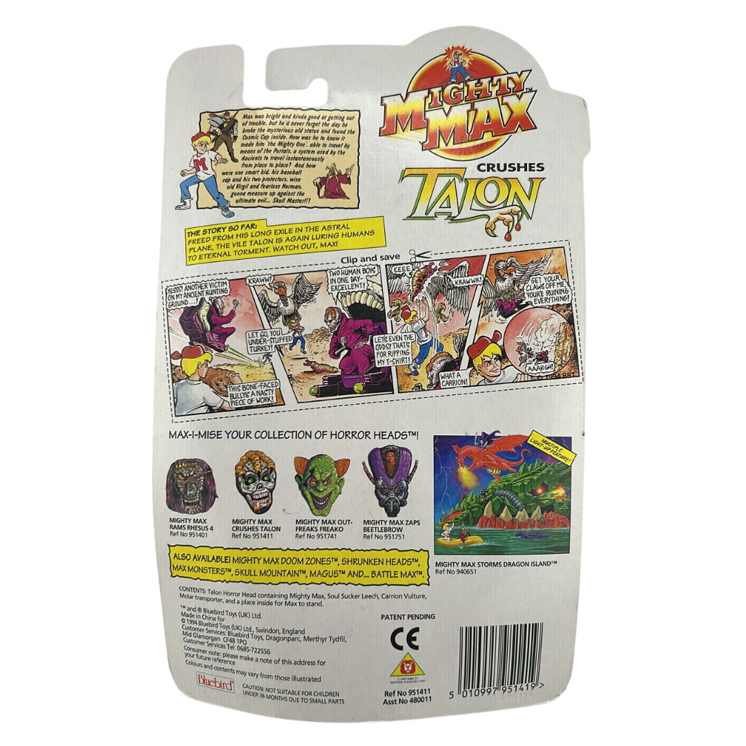 Mighty Max Talon mint on card MOC Crushes Clawber Bluebird card