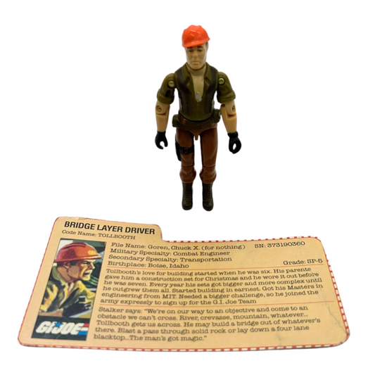 Gi Joe Tollbooth figure and filecard from Bridge Layer vehicle 492