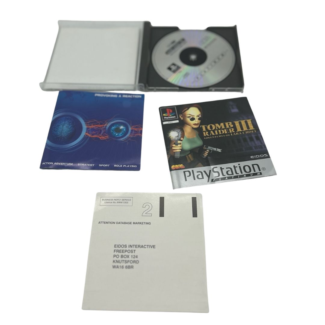 Tomb Raider 3 complete with manual PS1 Lara Croft PlayStation 1 platinum