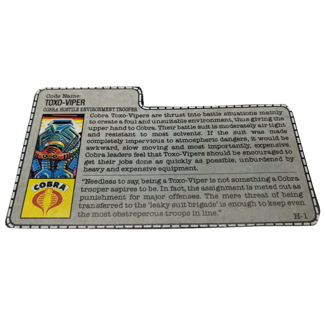 Vintage GI Joe / Action Force Toxo Viper filecard, file card