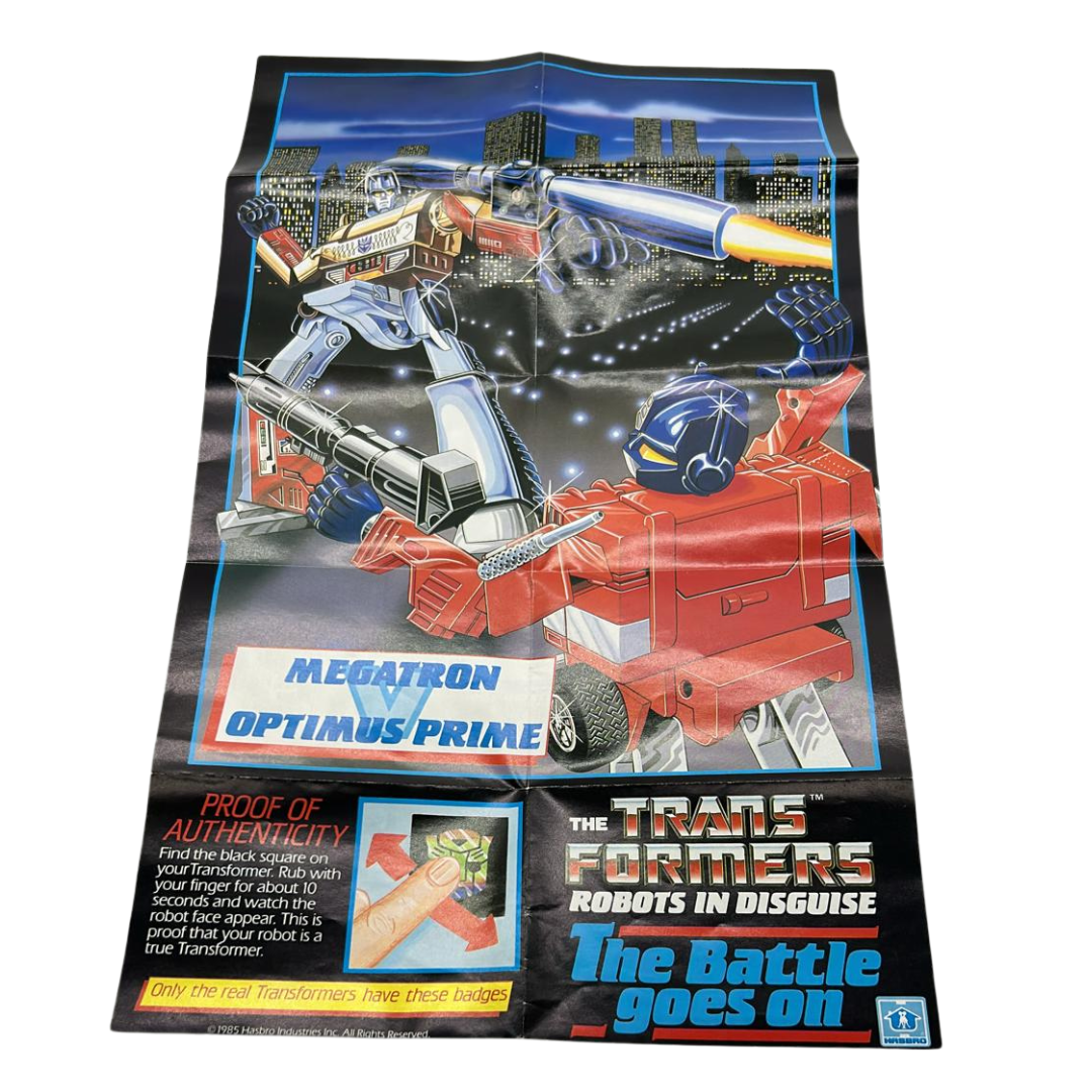 G1 Transformers Product poster The Battle Goes On Optimus Prime VS Megatron 99D