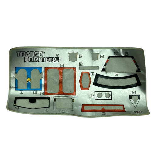 Transformers G1 Smokescreen used sticker sheet 261A