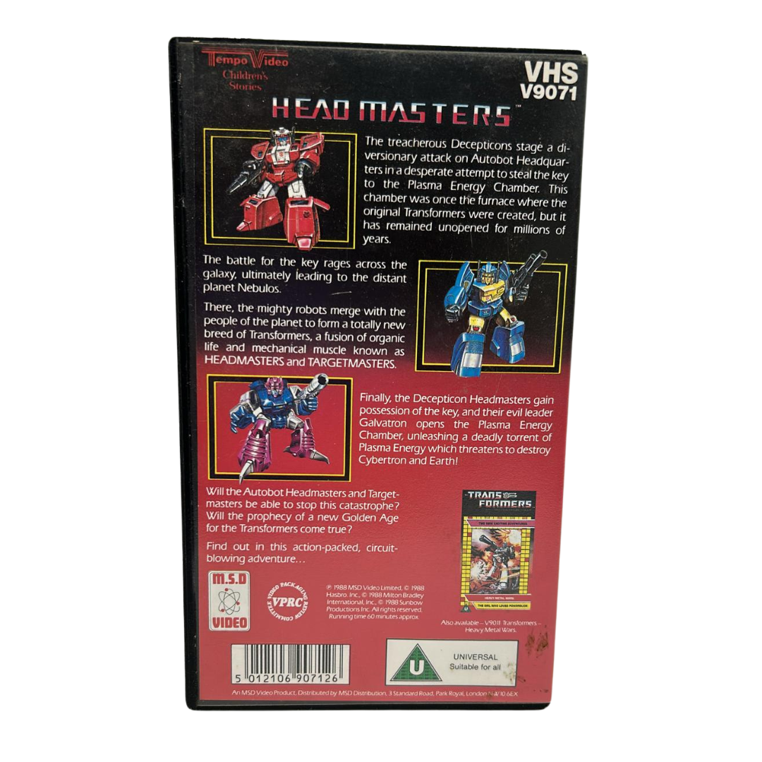 Transformers Headmasters video, The Rebirth Parts 1, 2 and 3 VHS , 1988