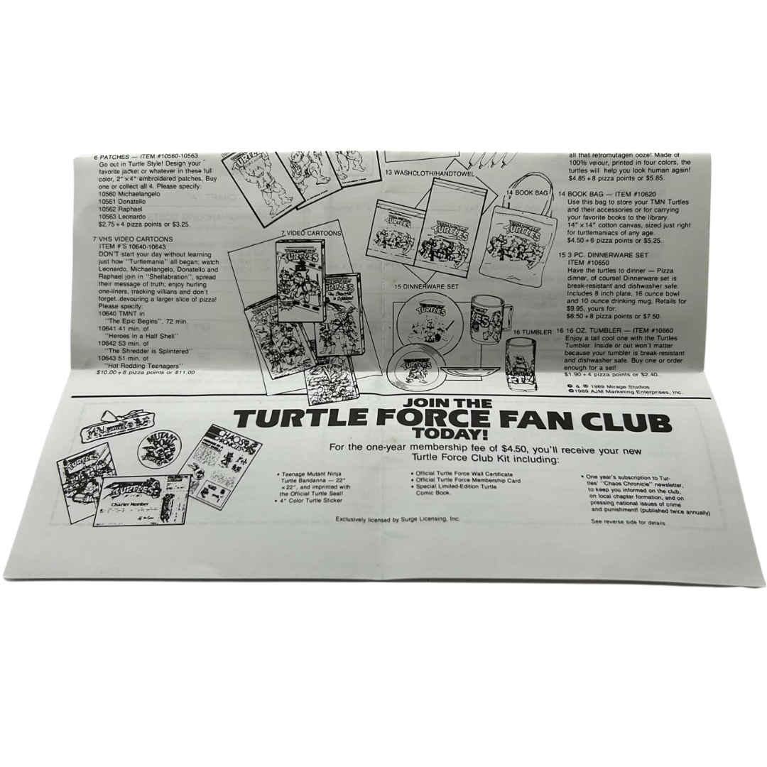 Teenage Mutant Ninja Turtles Fan Club Pizza points collector catalogue 2833