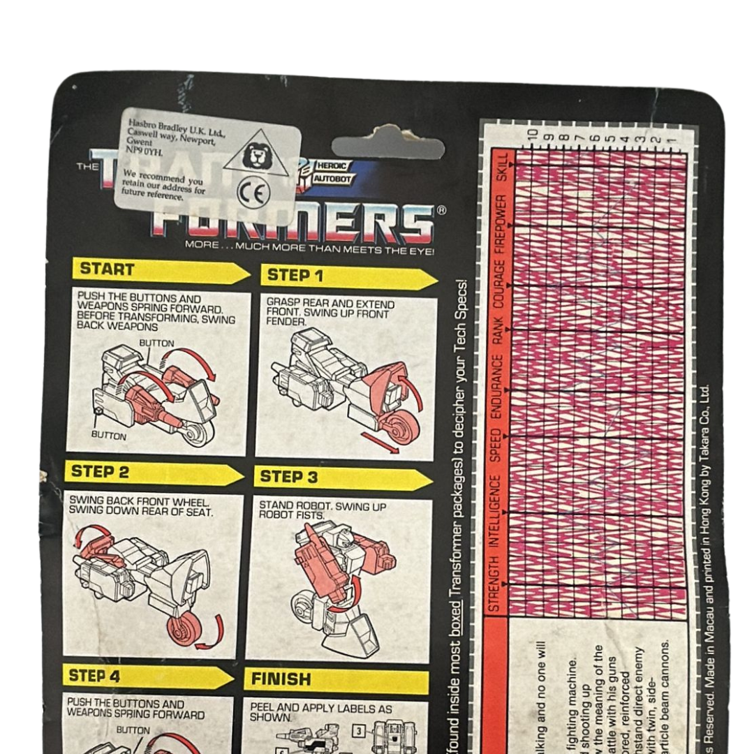 Transformers G1 Override Triggerbot Autobot with opened card and bubble