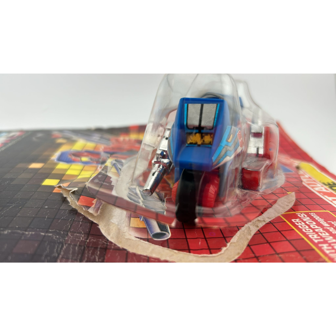Transformers G1 Override Triggerbot Autobot with opened card and bubble